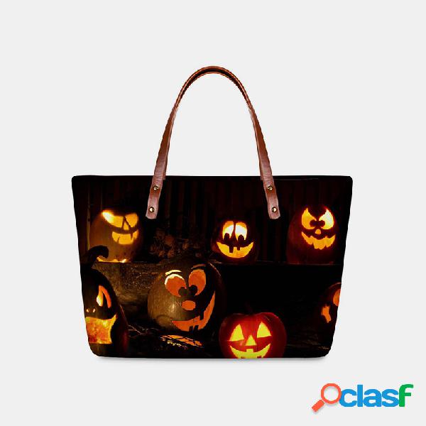 Mujer Calabaza Cráneo Bolso de mano de neopreno de gran