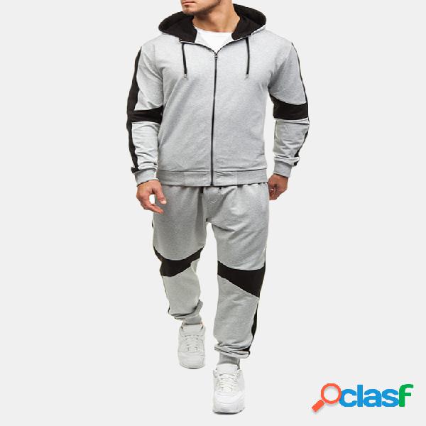 Hombre Casual Sport Patchwork Hit Color Running Traje de