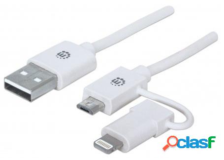 Manhattan Cable de Carga 2 en 1 iLynk, USB A Macho -