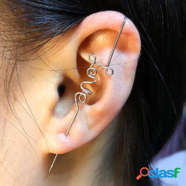 Pinchazo de moda Pendientes Carta de amor simple Oreja Clip