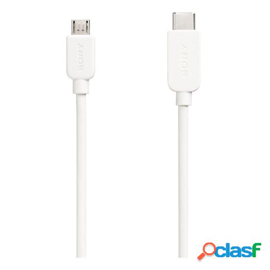 Sony Cable USB C Macho - Micro USB B Macho, 1 Metro, Blanco