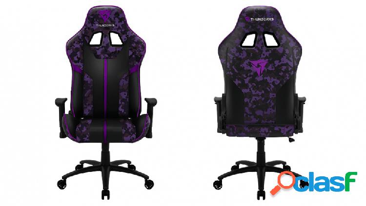 ThunderX3 Silla Gamer BC3 Camo, hasta 150Kg, Negro/Violeta