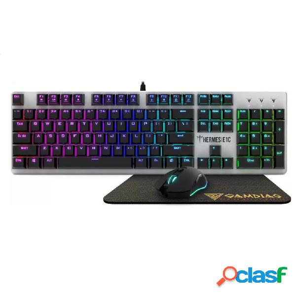 Kit Gamer de Teclado/Mouse/Mousepad Gamdias Hermes E1C,