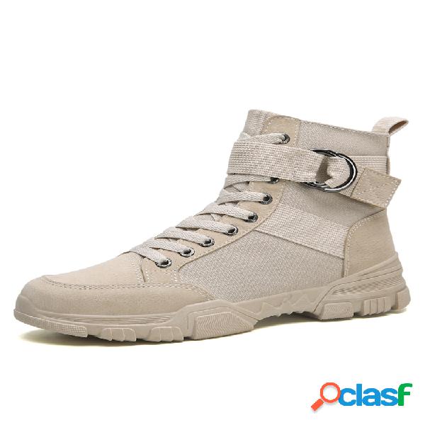 Hombres Comfy Canvas Transpirable Antideslizante High Top