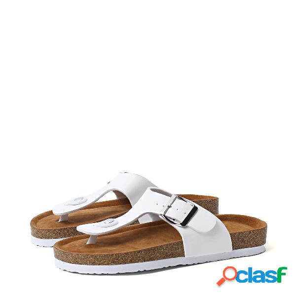 Pantuflas blancas del dedo del pie del diseño de la hebilla