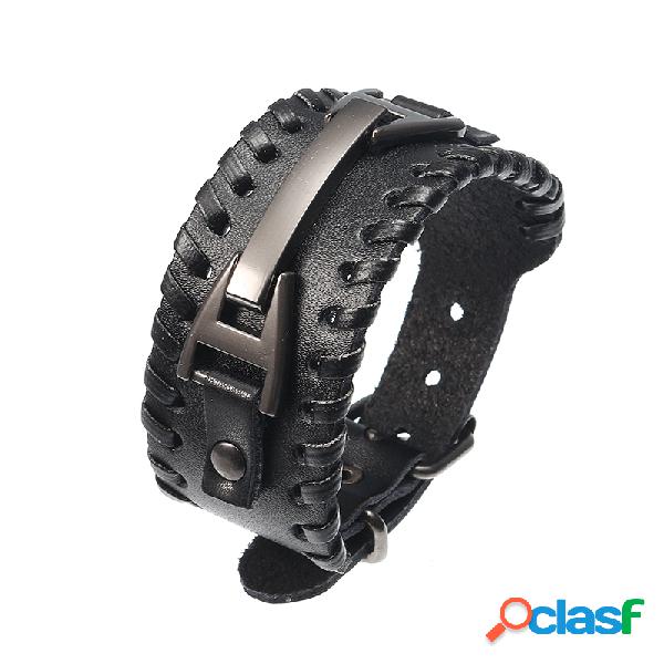 Pulsera Punk Hombre Pulsera de cuero genuino pulsera hecha a