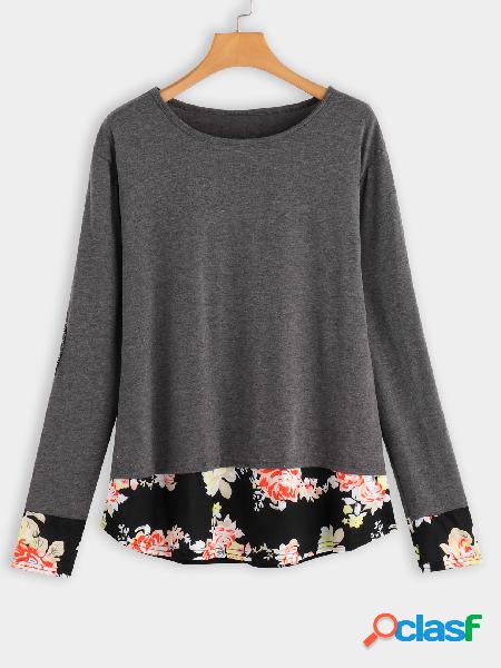 Camiseta de manga larga con cuello redondo y estampado