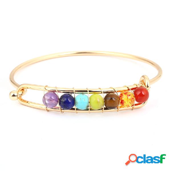Yoga Balance 7 Chakra Colorful Beads Ball Crystal Bangle