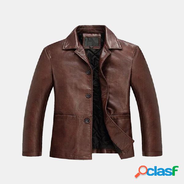 Chaqueta casual amplia de cuero sintético con solapa y