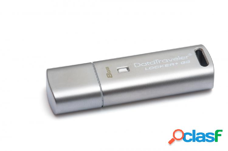 Memoria USB Kingston DataTraveler Locker+ G2, 8GB, USB 2.0,