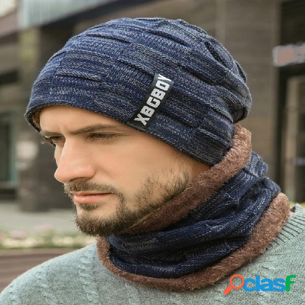 Sombrero de punto para hombre con gorro de lana acolchado de