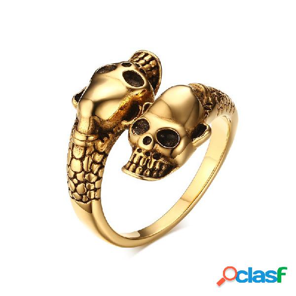 Anillo de calavera estilo punk de acero inoxidable para