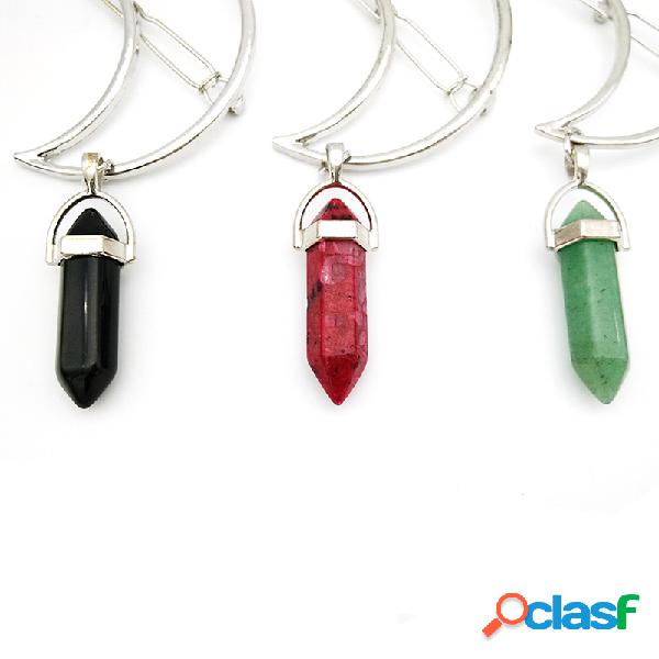 Colgante de piedra natural de colores hueco Moon Charm Hair