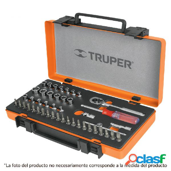 Truper Juego de Dados con Matraca y Desarmador JD-1/4X45M,