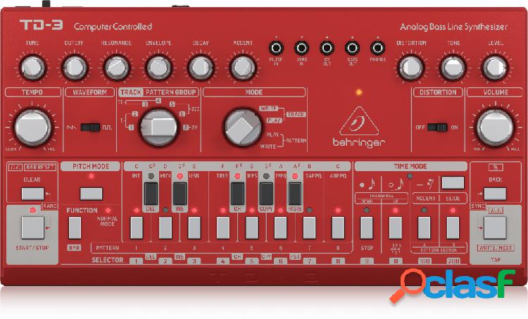 Behringer Sintetizador Analógico TD-3, MIDI, USB, Rojo