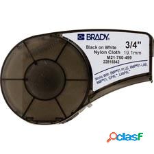 Cinta Brady M21 B499 Negro en Blanco, 0.75'' x 16', para