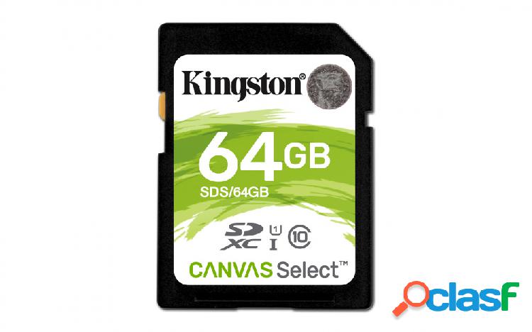 Memoria Flash Kingston Canvas Select, 64GB SDXC UHS-I Clase