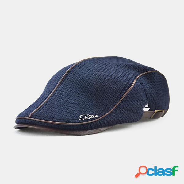 Boina en punto casual ajustable con hebilla para hombres y