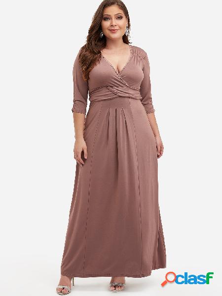 Vestido maxi con pliegues en tallas grandes de albaricoque