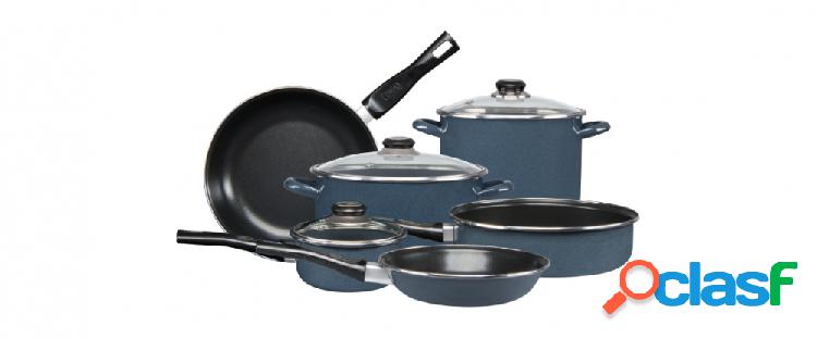 Cinsa Juego de Cocina MEGA, 9 Piezas, Negro/Azul
