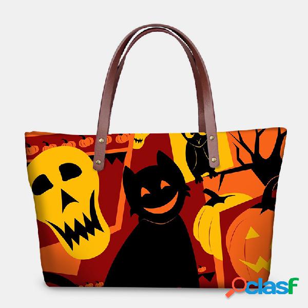 Mujer Calabaza Cráneo Bolso de mano de neopreno de gran