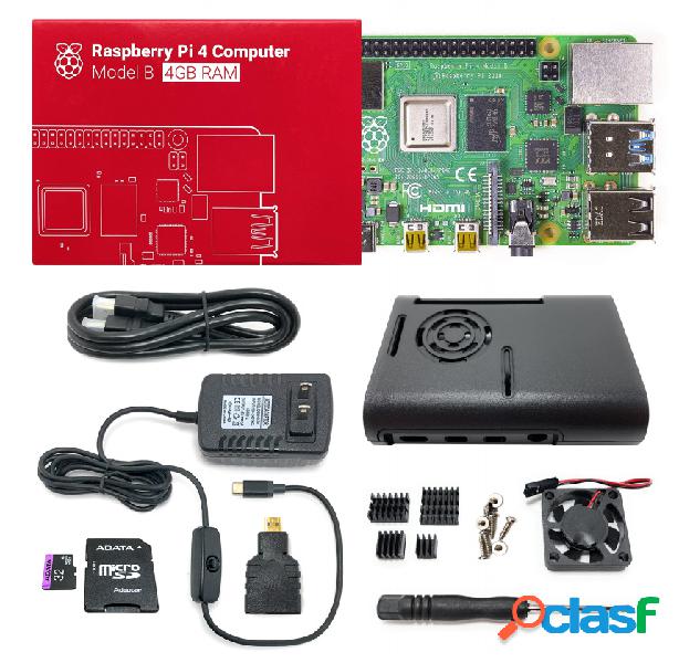 Raspberry Kit Placa de Desarrollo Pi 4, 4GB RAM, WiFi, USB C