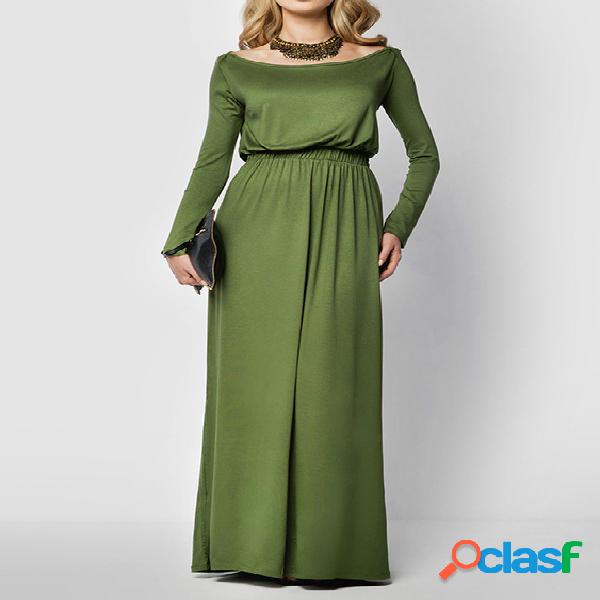 Vestido largo con cintura elástica y cintura elástica