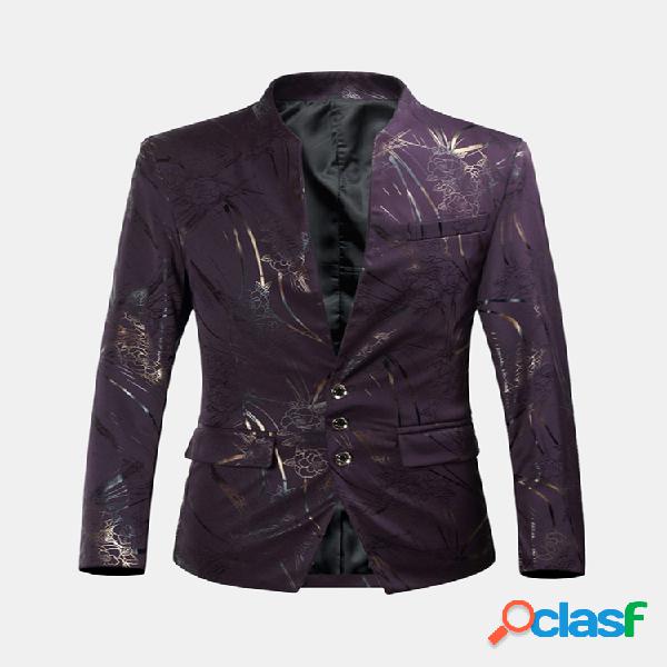 Hombre Impreso Casual Vestido Traje Show Palace Boda Delgado