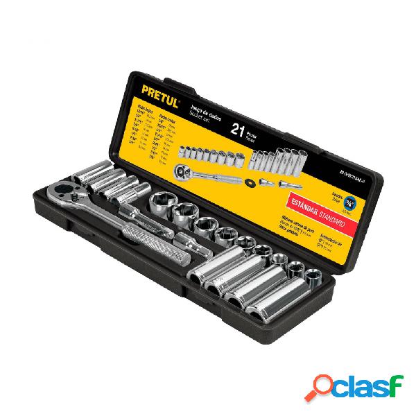 Pretul Juego de Dados con Matraca JD-3/8X21SAE-P, 3/8", 21