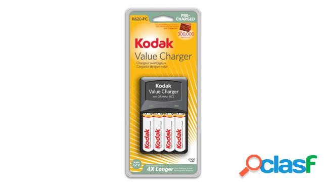 Kodak Cargador K620 para 1-4 Pilas AA o AAA + 4 Pilas AA
