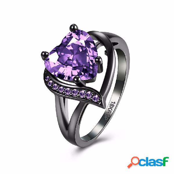 INALIS Anillo Mujer Boda Corazón de Cobre Anillo de