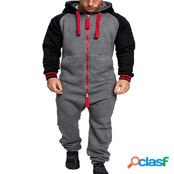 Pijamas con capucha y cremallera Hipster gris oscuro con