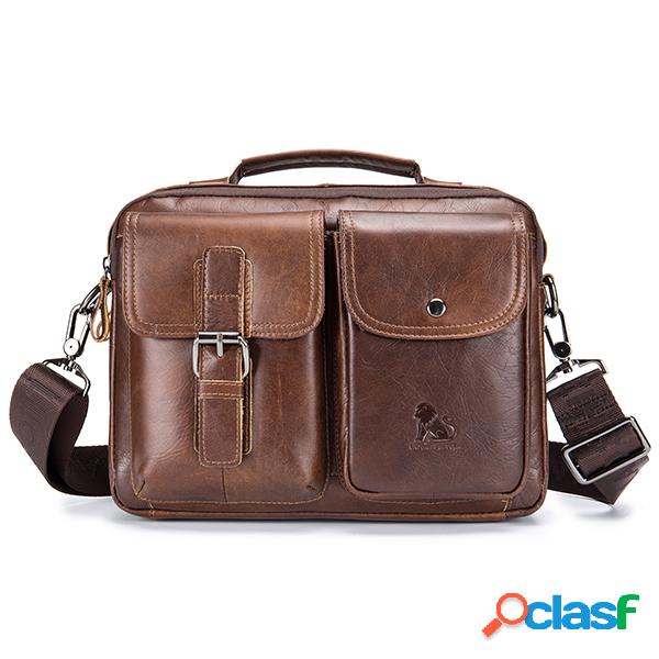 Bolso bandolera retro de cuero genuino para hombres