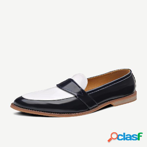 Hombres Cuero Bloqueo de color Antideslizante Zapatos sin