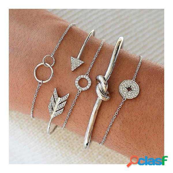 Conjunto de pulsera ajustable de moda con múltiples capas