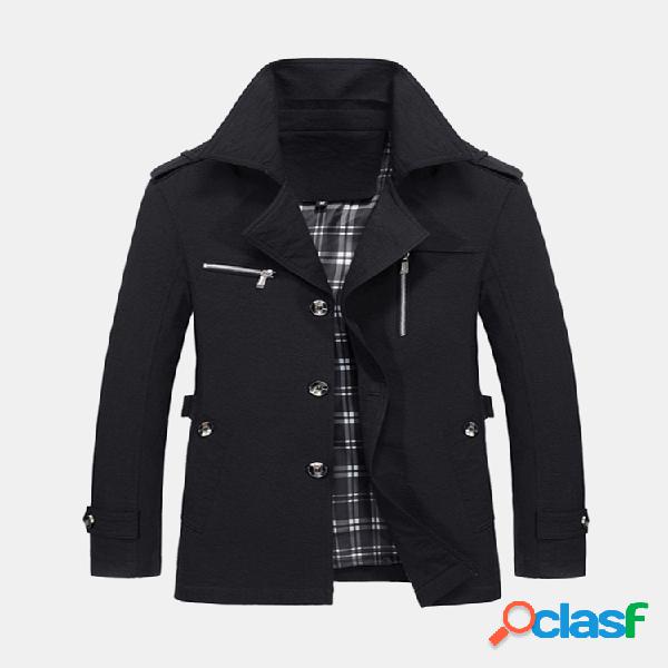 Hombre Casual Delgado Gabardina negra Invierno Classic