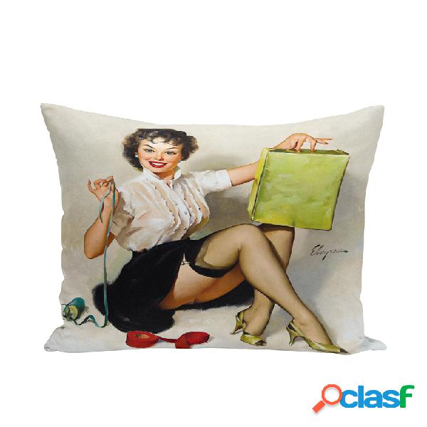 Póster Retro Chica Funda de almohada Super Soft Cojín de