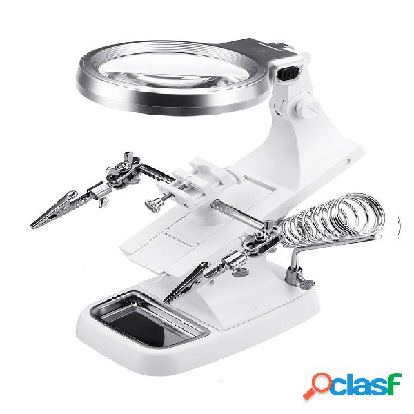 10 LED Mano amiga Abrazadera Lupa Soldadura Lupa con soporte