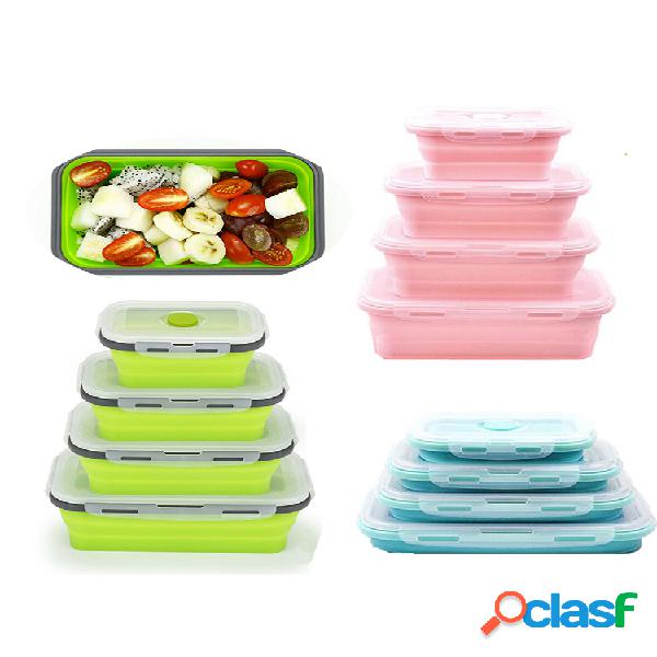 Bento plegable de silicona Caja Almuerzo portátil plegable