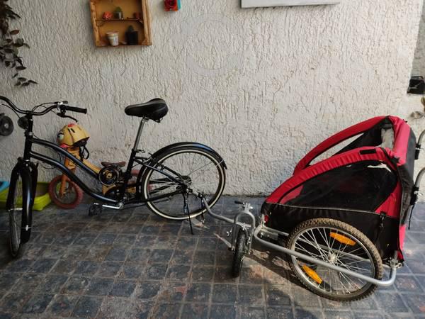 bicicleta y carrito transportador