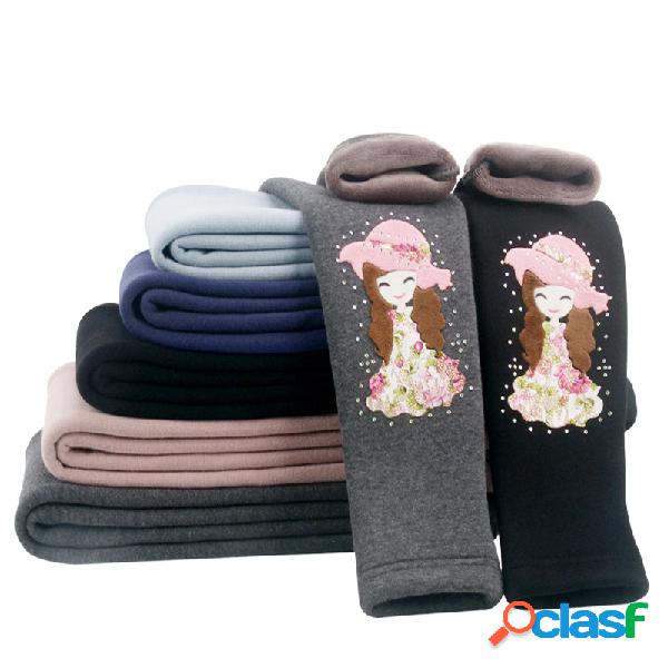 Invierno Plus Espesar Polainas Niñas Baile Pantalones