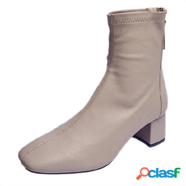 Mujer Cabeza cuadrada de cuero Botas