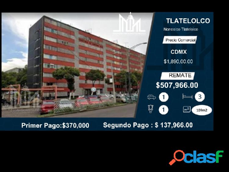 Remato departamento en Tlatelolco $507,966.00