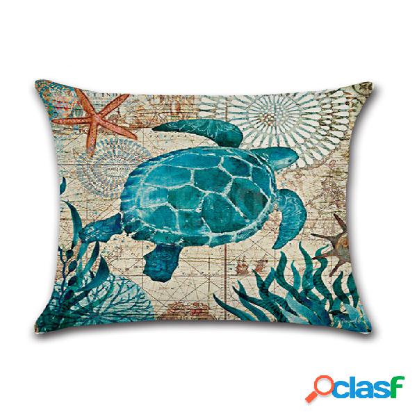 Sea Turtle Seahorse Whale Octopus Cojín Hold Funda de