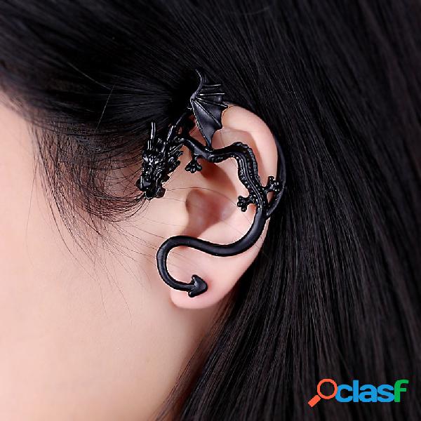 Unisex Statement Punk Dragón Oreja Brazalete negro dorado
