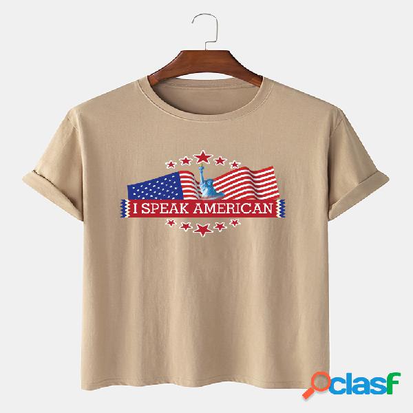 Hombres 100% Algodón American Liberty Alphabet Printed