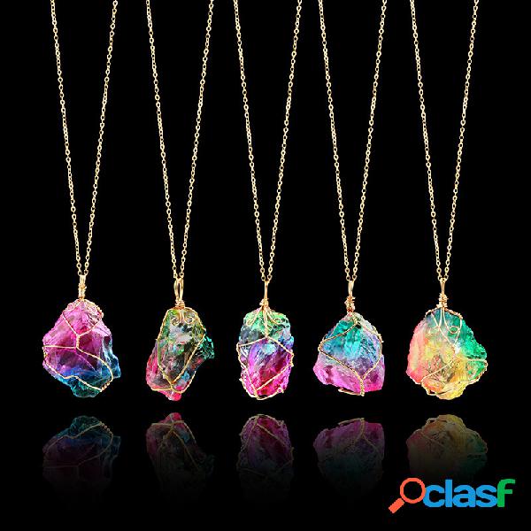 vendimia Winding Crystal Colgante Collar Transparente Collar