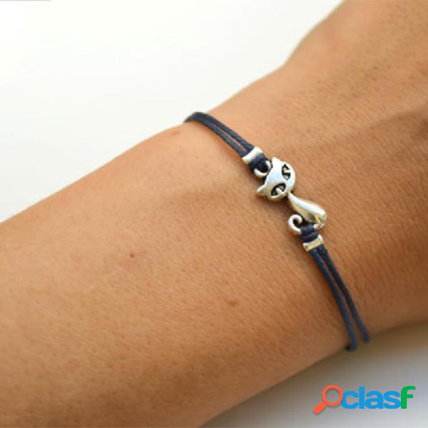 Moda geométrica animal Colgante aleación pulsera Gato