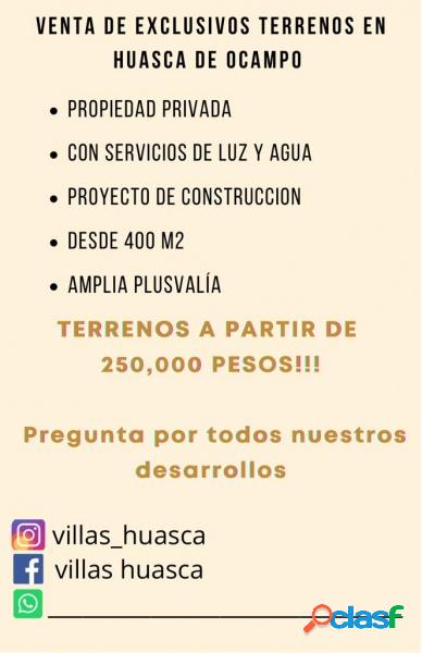Villa Guadalupe lotes en venta en Huasca pueblo mágico
