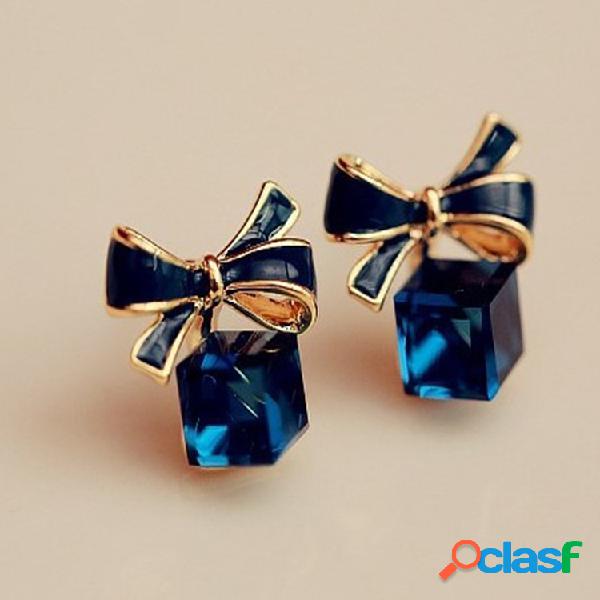 Fashion Oreja Stud Pendientes Ink Blue Boekont Water Cube